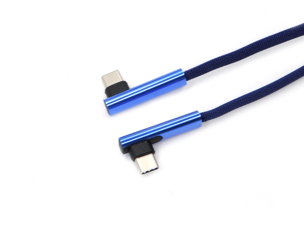 Nylon Double 90 Degree Angle USB 3.0 3.1 Type C Cable USB C to C Quick Charge Connect Transmission Wire Cable