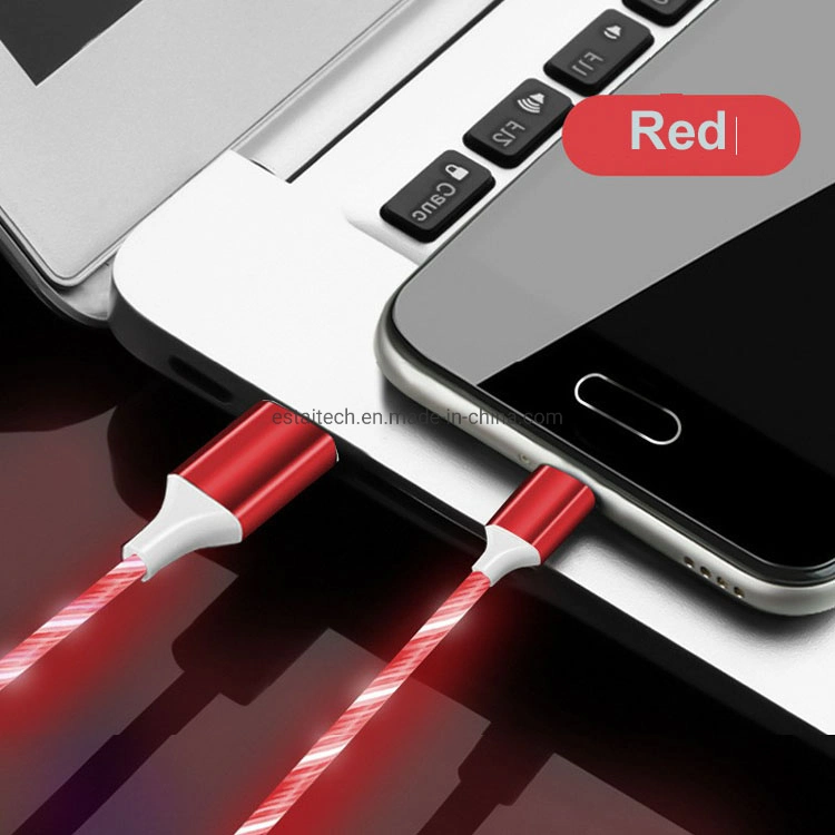 USB2.0 1m LED Light Durable Elbow Micro USB Cable Data Cables with Lights 2.1A Fast Charge USB Cable