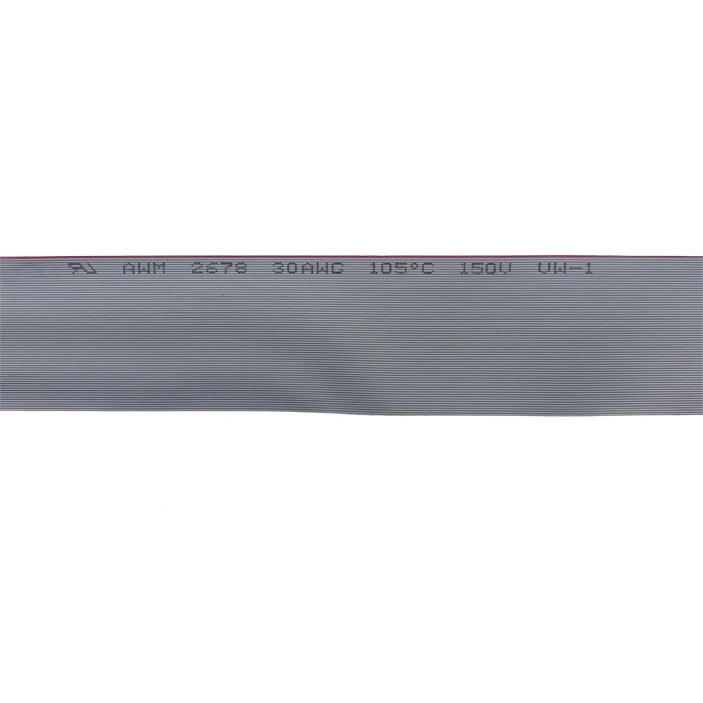 0.635mm 0.127mm Grey Red IDC Awm Electric Wire Flat Ribbon Cable with CCC