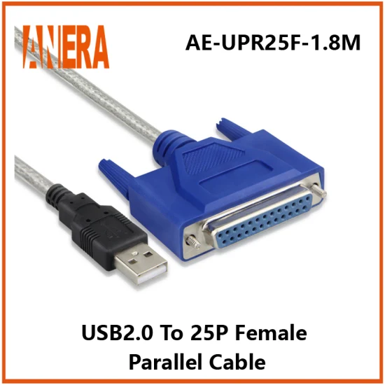 Ae-Upr25f-1m Câble d'imprimante parallèle USB 2.0 mâle vers 25 broches dB25 femelle Câble d'imprimante