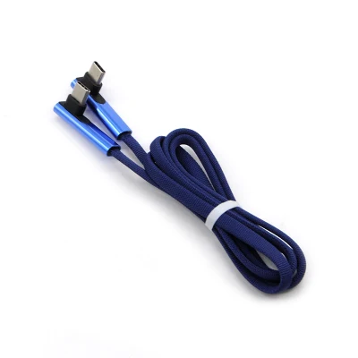 Nylon Double angle de 90 degrés USB 3.0 3.1 Type C Câble USB C à C Charge rapide Connexion Câble de fil de transmission