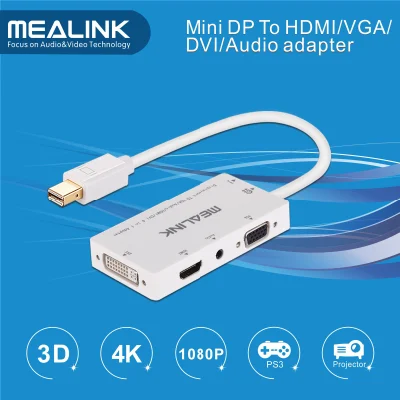 Mini Displayport Dp vers HDMI/DVI/VGA/câble adaptateur audio stéréo