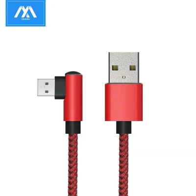 Câble micro USB en nylon à 90 degrés 2.4A Charge rapide QC 3.0 /2.0 Câble V8 à angle droit pour jeu mobile