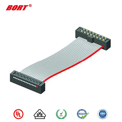 Ligne de connexion terminale d'équipement électronique Fil de cuivre IDC sertissant le connecteur de câble plat gris UL2651